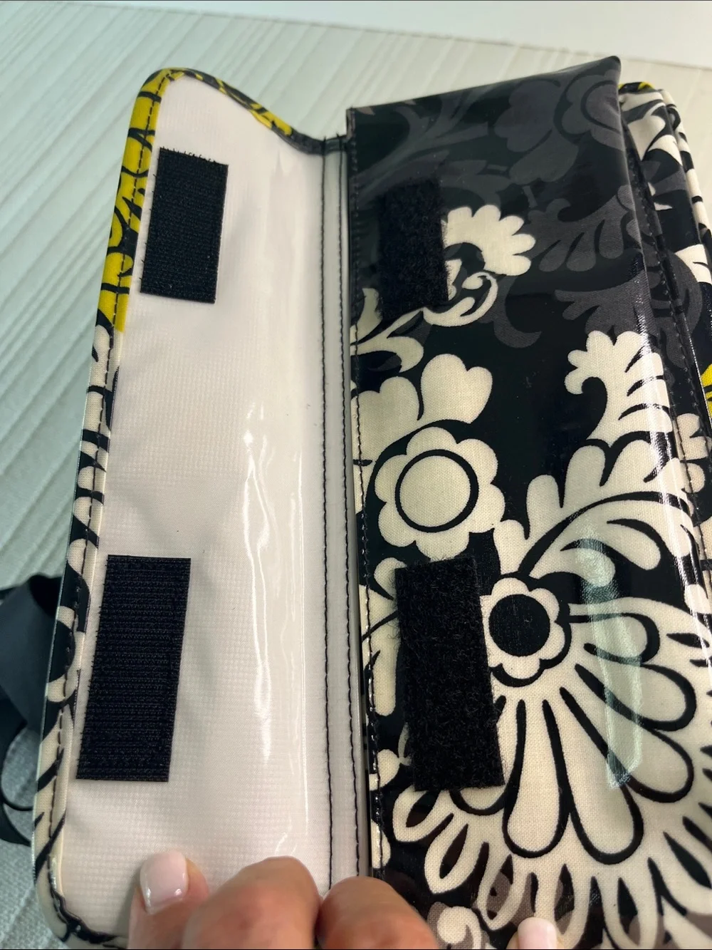 Vera Bradley Black Yellow Floral Shoulder Cosmetic Case